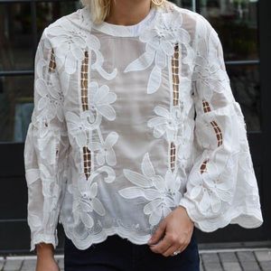 Bishop & Young Romantic White Flare Sleeve blouse top M